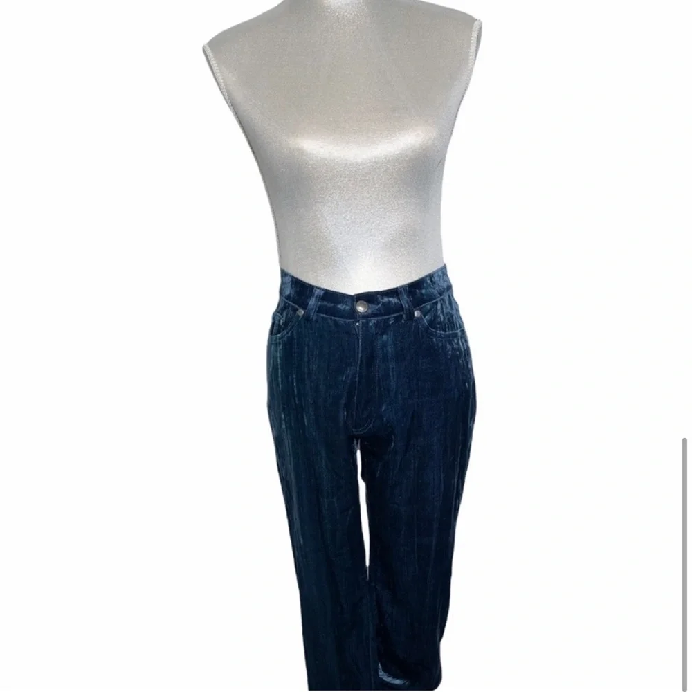 Iceberg Jeans Vintage Y2K Blue Velvet Velour Suit Blazer Pant Set 29 40 Italy - Picture 11 of 16